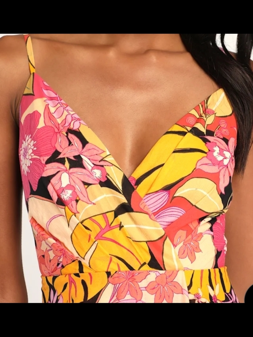 NWT Lulu's Vibrant Tropical Maxi Dress - Black, Pink & Orange Womens XS - Picture 2 of 11